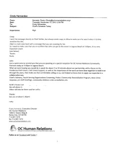 Email to Welter from Kennedy November 15, 2012