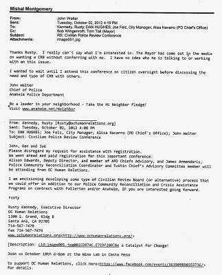 OC Human Relations Re Civilian Police Review Conference 10-2-12